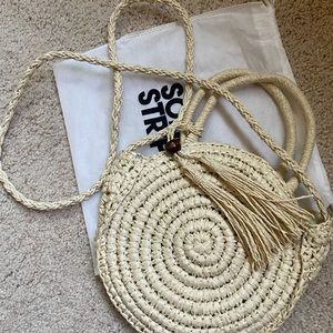 SOLID & STRIPED straw bag / purse BOHO tassel